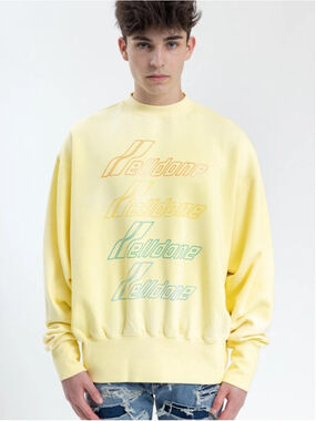 WE11DONE Yellow Iridescent Logo Oversized Sweatshirt Medium